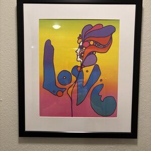Peter Max Framed 12x14 Inch Art Print - Love